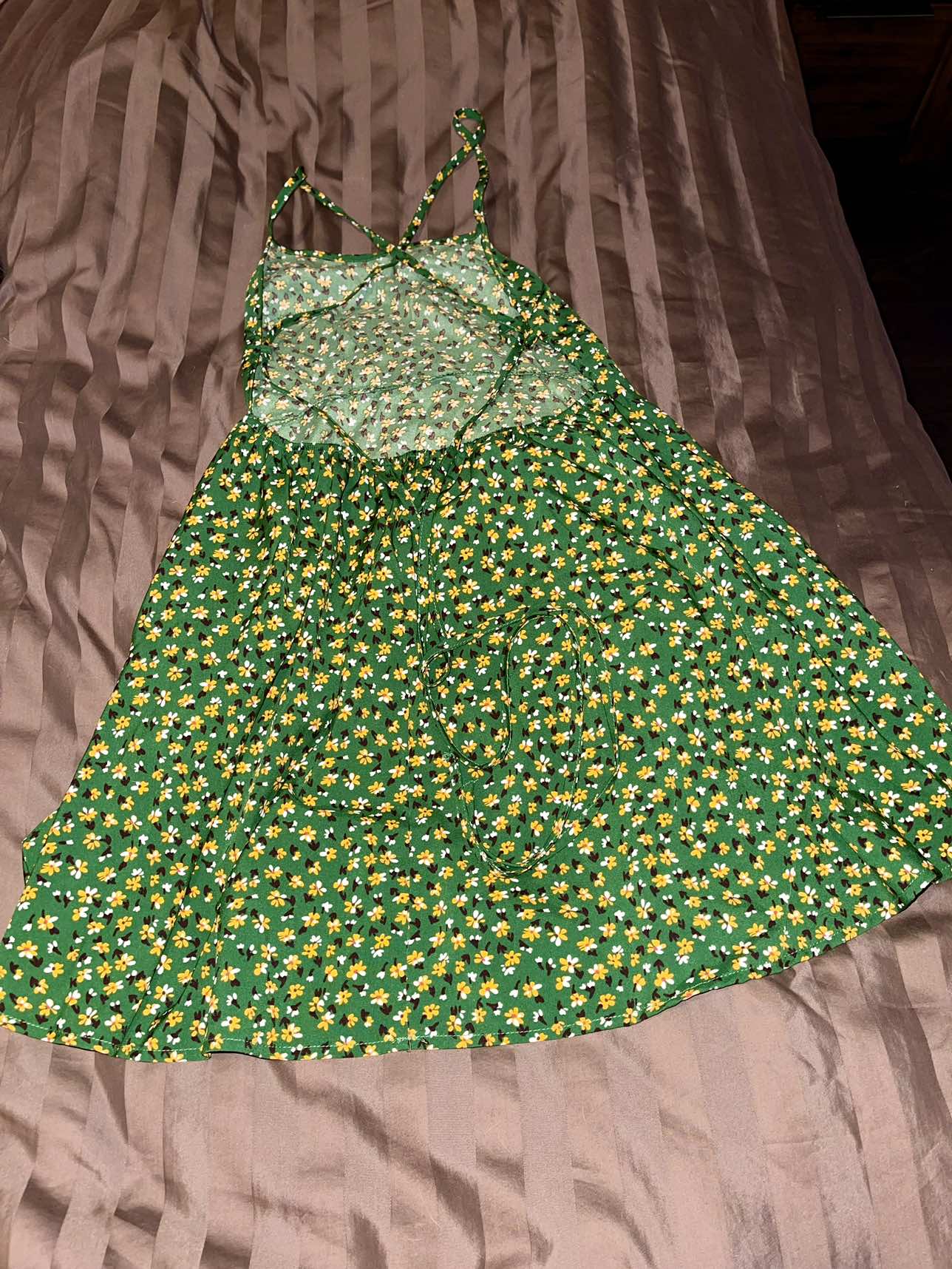 Green floral lace up summer dress #freecycle - photo 2
