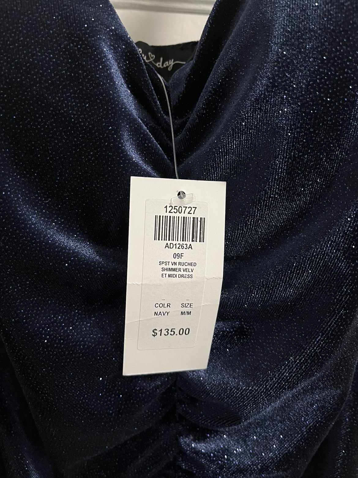 Velvet Shimmer Navy Blue Midi Dress for party/prom - photo 4