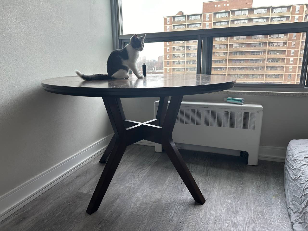 Big round wooden table
