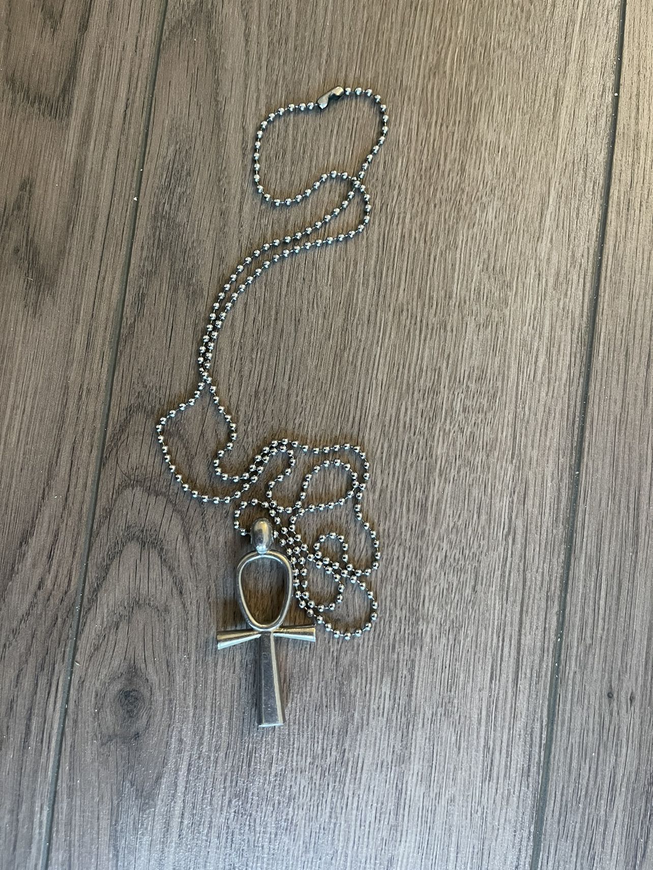 Ankh Key of Life Silver Necklace Bead Chain image indicator(3)