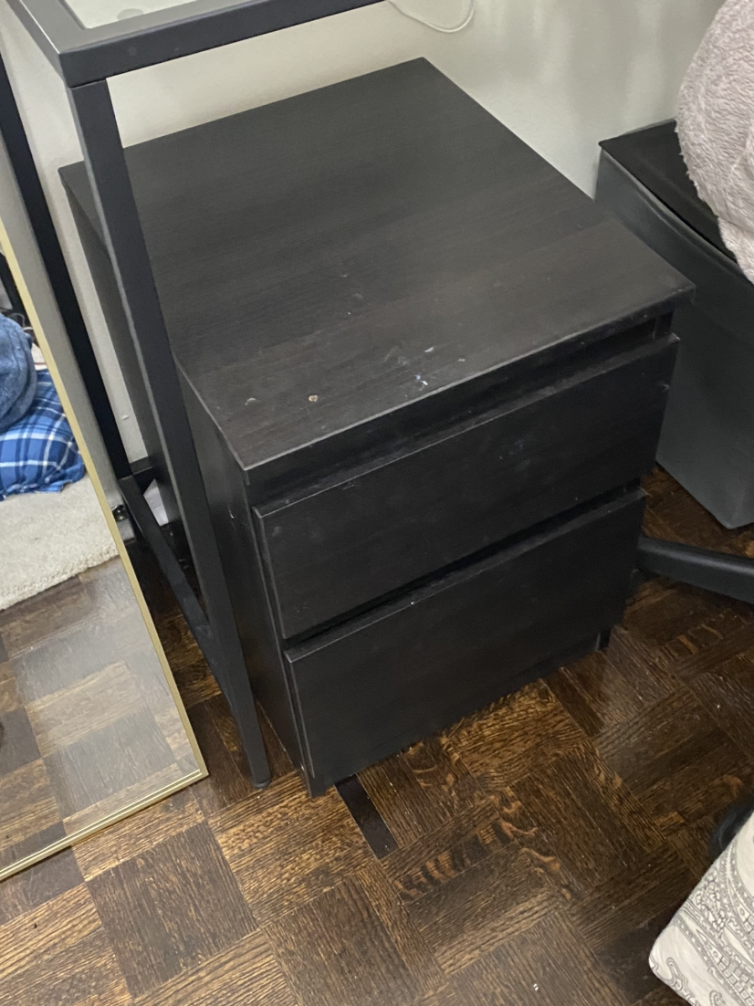 Wooden side table with 2 drawers - photo 2