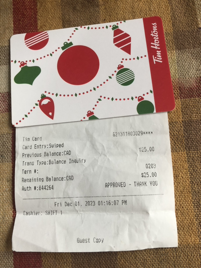 New Tim Hortons card $25 - photo 2