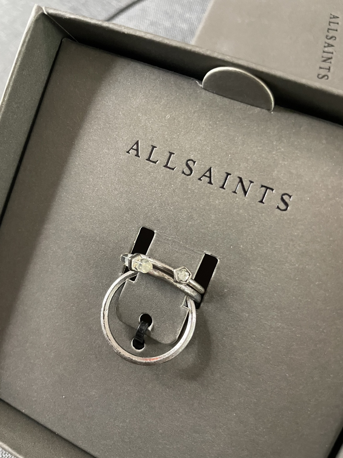 Allsaints Silver Metallic Trinity Rings image indicator(3)