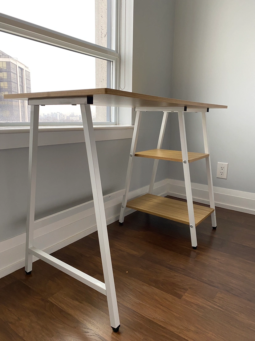 SHW Ivy Trestle Desk with Storage Shelves for Home/Office | Karrot