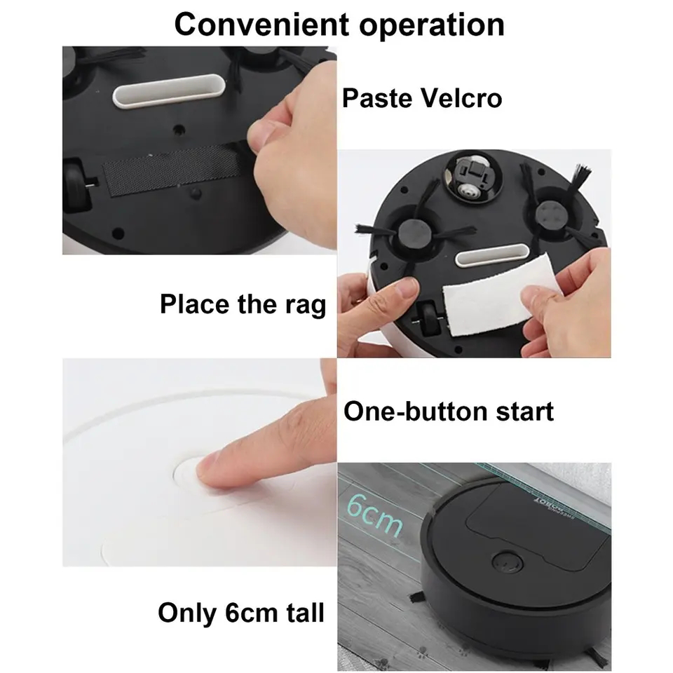 Robot Vacuum Cleaner Mini Rechargeable Suction Floor Sweeper image indicator(4)
