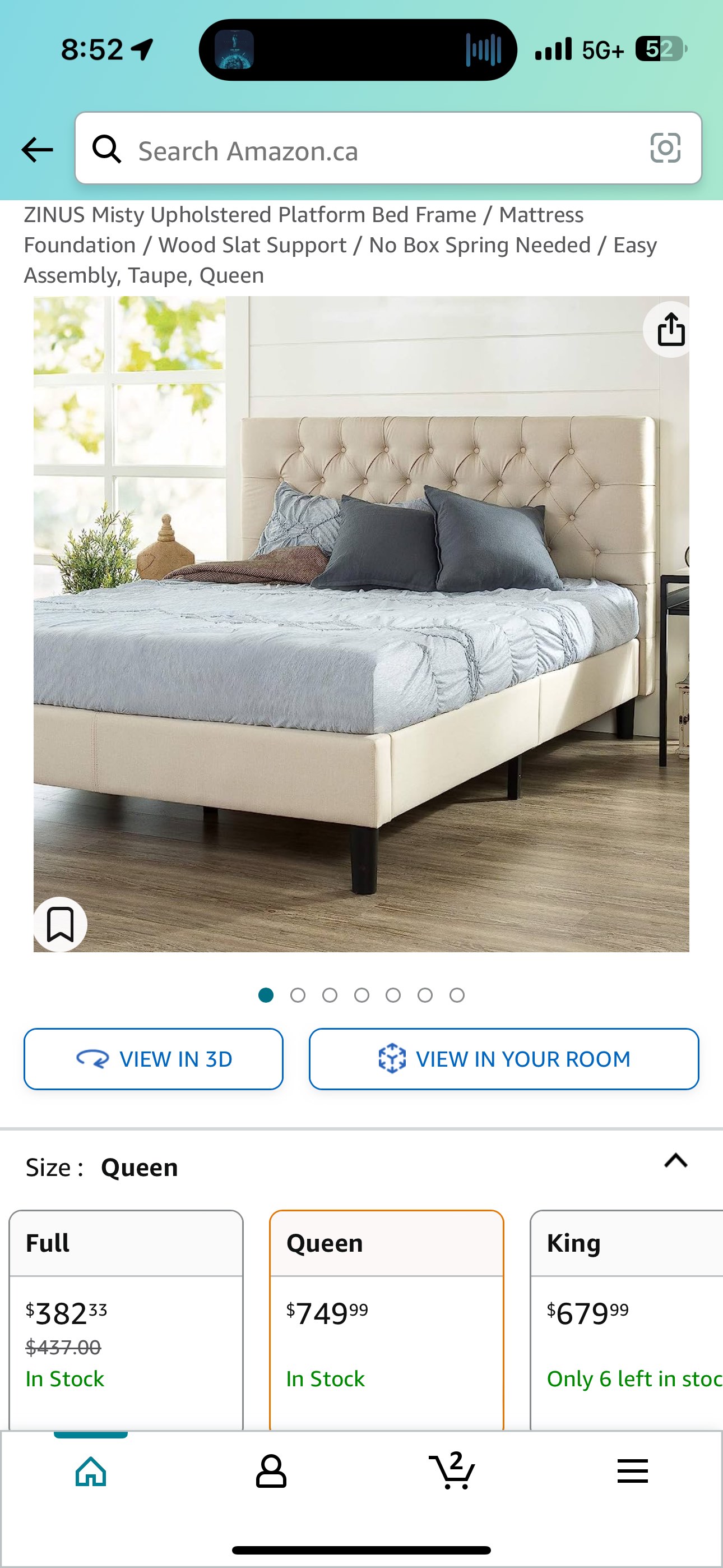 Zinus queen bedframe (never opened)