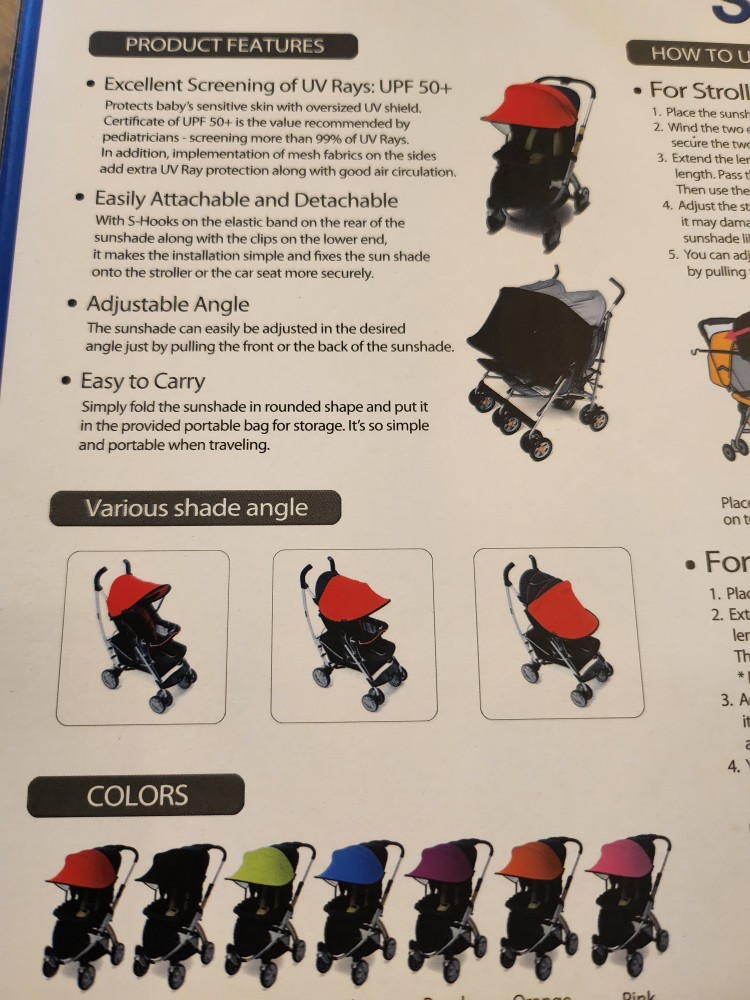 manito sun shade for stroller or car seat image indicator(3)