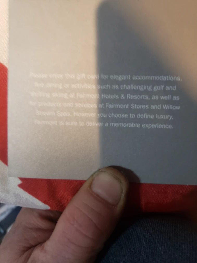 Fairmont Hotel Gift card - photo 3