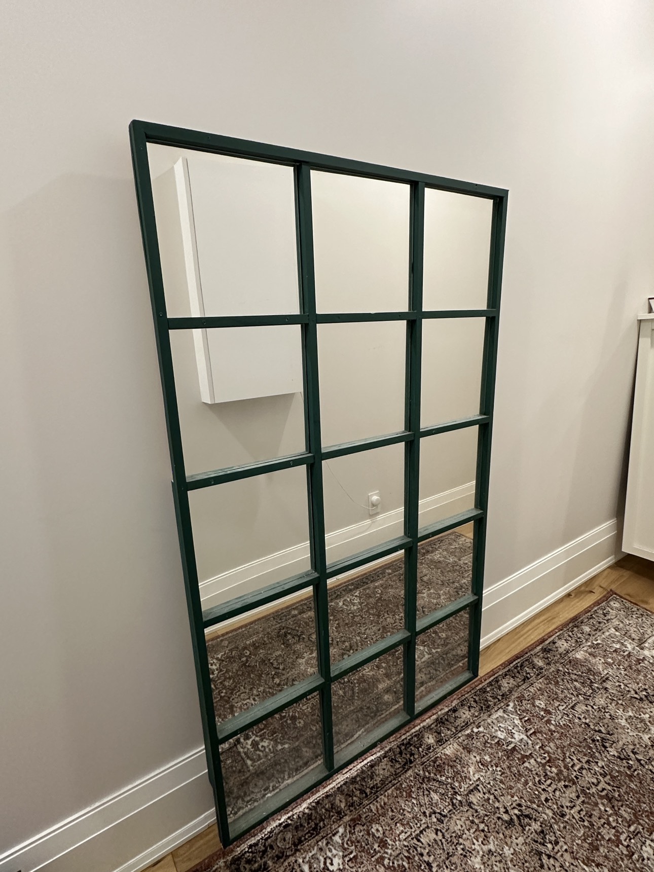 Handmade “window pane” style wall mirror