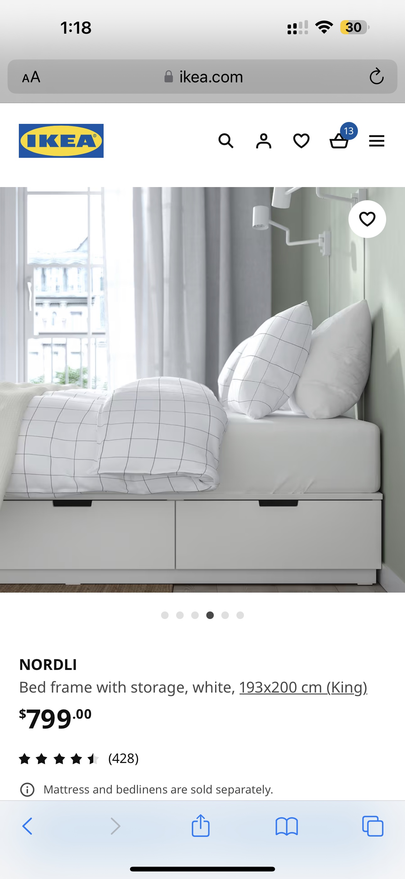 IKEA KING BED FRAME (NORDLI) image indicator(4)