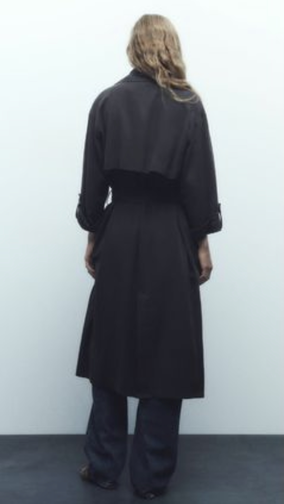 Zara lightweight trench coat, black sz S - photo 3