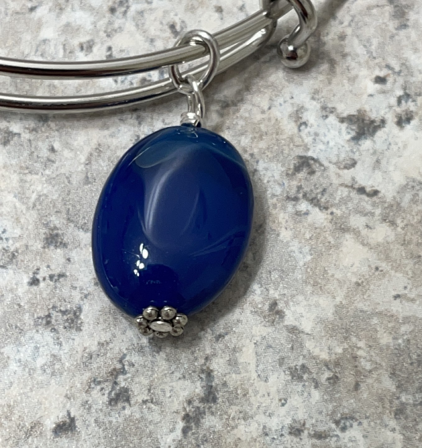 Charm Bangle with Blue Agate & Pearl semi precious stone🎁 - photo 3