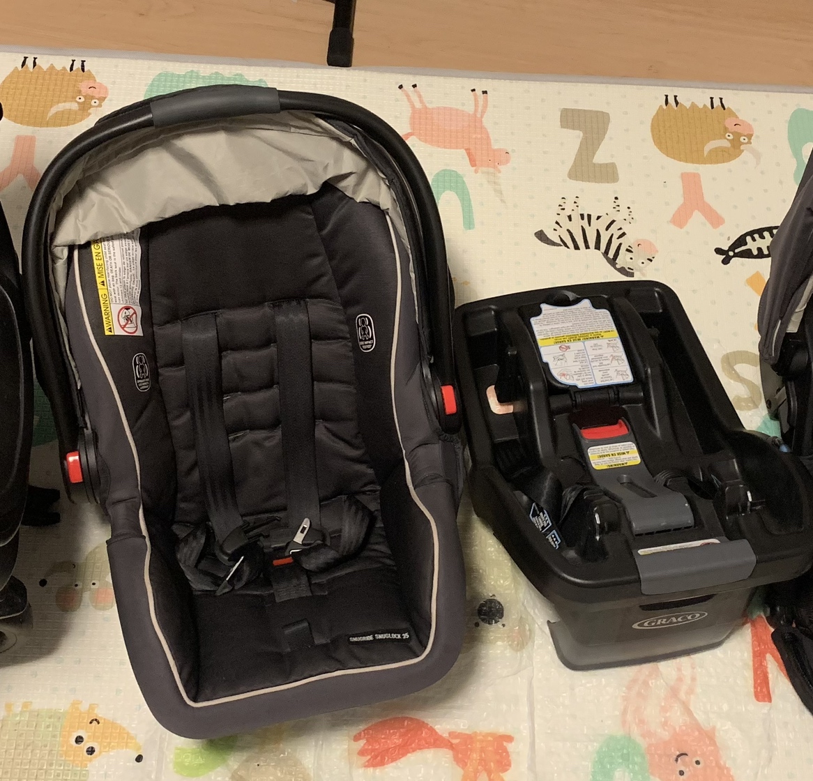 Graco Carseat, Base & Stroller + FREE Toddler Seat