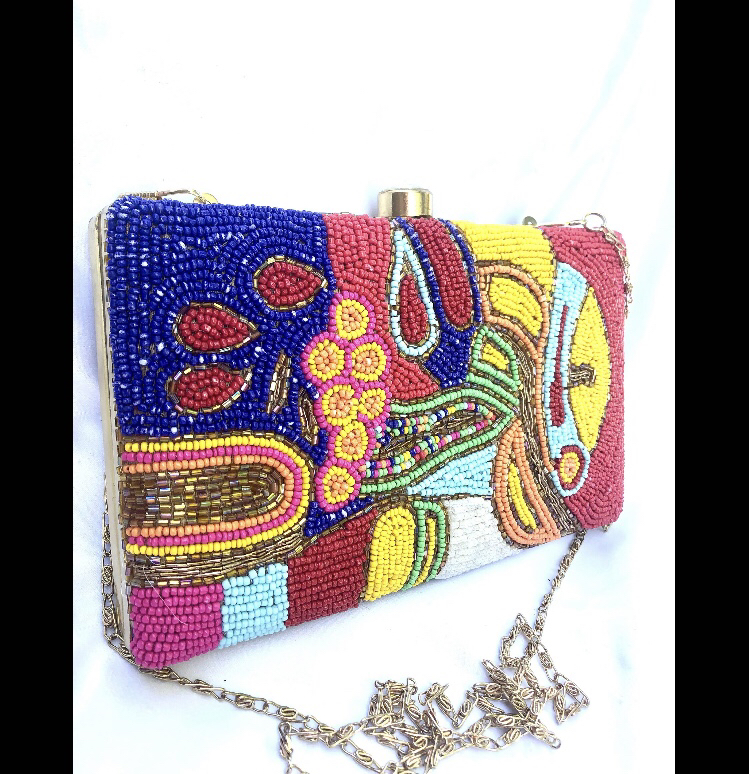 Vintage Beaded Clutch Bag, Seed Bead Crossbody Bag image indicator(2)