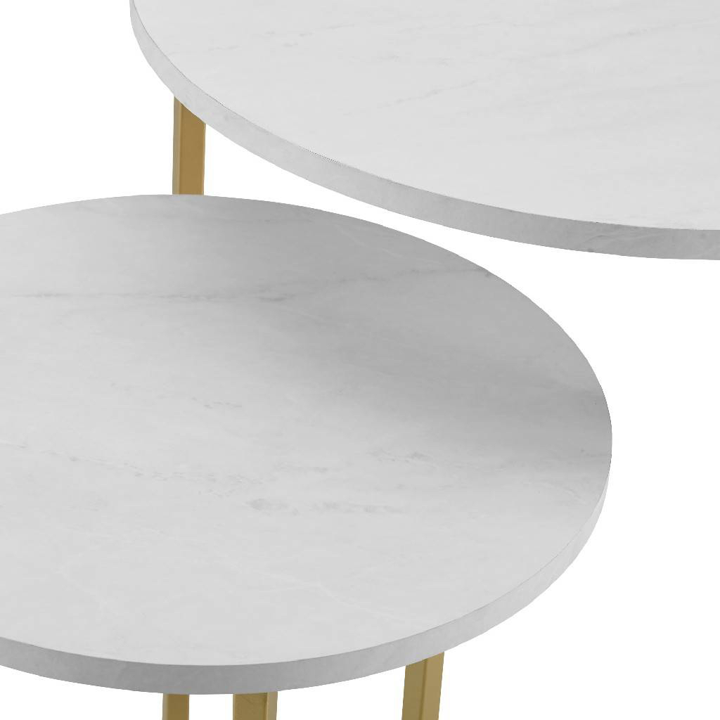 Side Tables in White Faux Marble/Gold - Walker Edison - photo 4