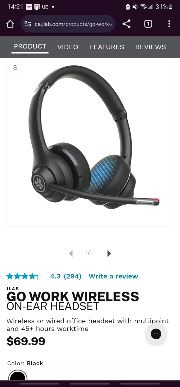 JLab Go Work wireless Bluetooth headset 🏈 thumbnail