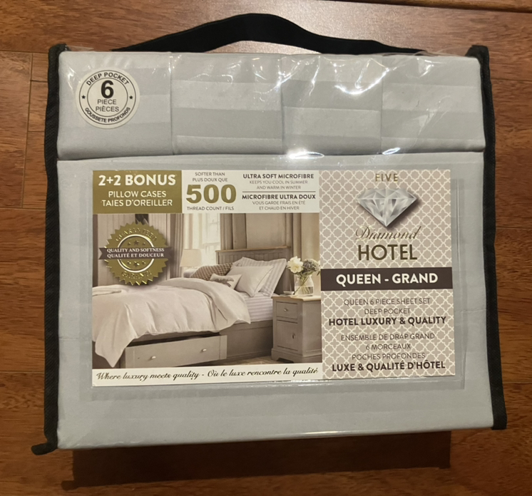 Queen 6 piece bed sheet set with 4 Pillow cases.500 thread count