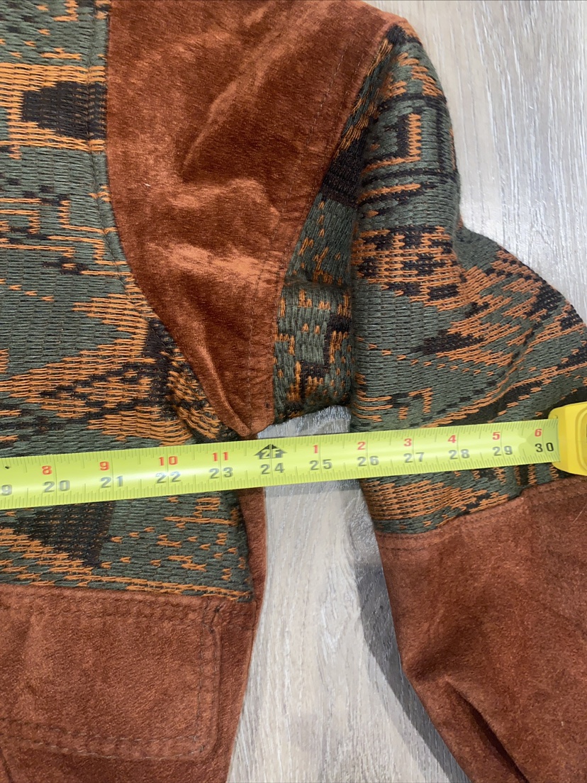 Vintage Men’s Suede Bomber Jacket Boho Aztec Made In Italy Large image indicator(4)