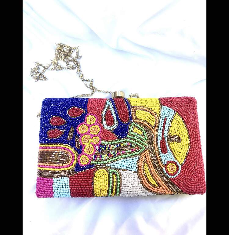 Vintage Beaded Clutch Bag, Seed Bead Crossbody Bag image indicator(9)