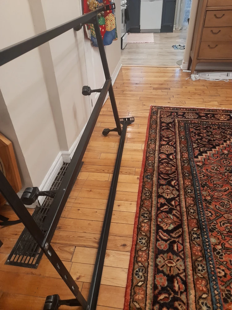 single metal bed frame adjustable to double with wheels