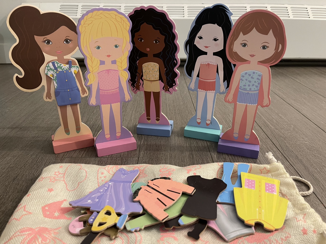 Wooden dolls dress up magnet toy set thumbnail