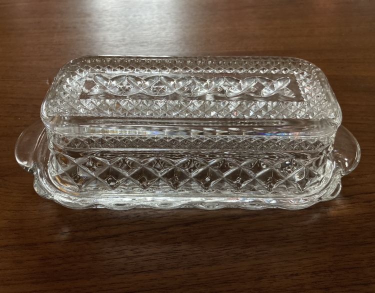Vintage glass butter dish thumbnail