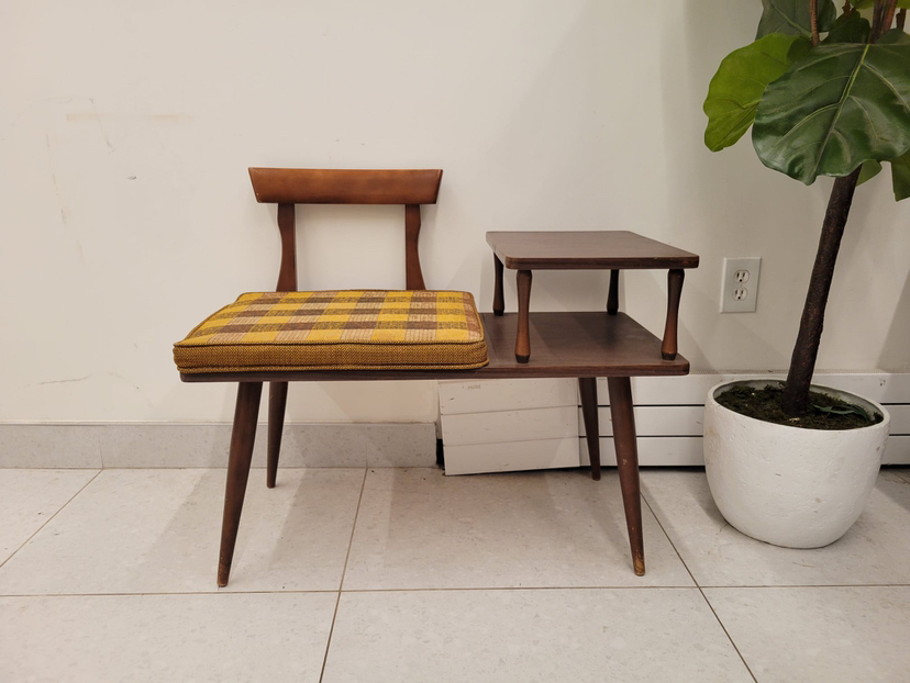 MCM Walnut Telephone/Gossip Bench (Delivery Available) thumbnail