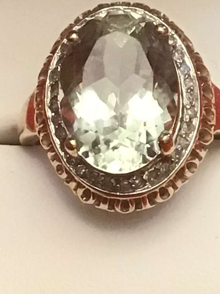 10K gold ring with green amethyst thumbnail