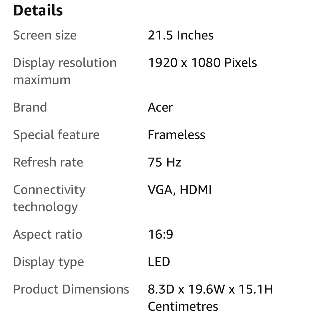 Acer 21.5 Full HD monitor - photo 5