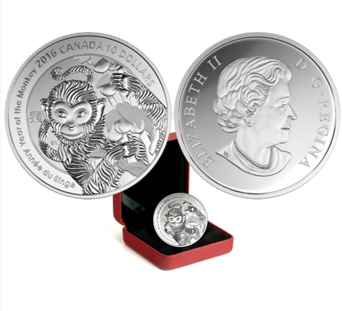 2016 $10 Fine Silver Coin Year of the Monkey thumbnail