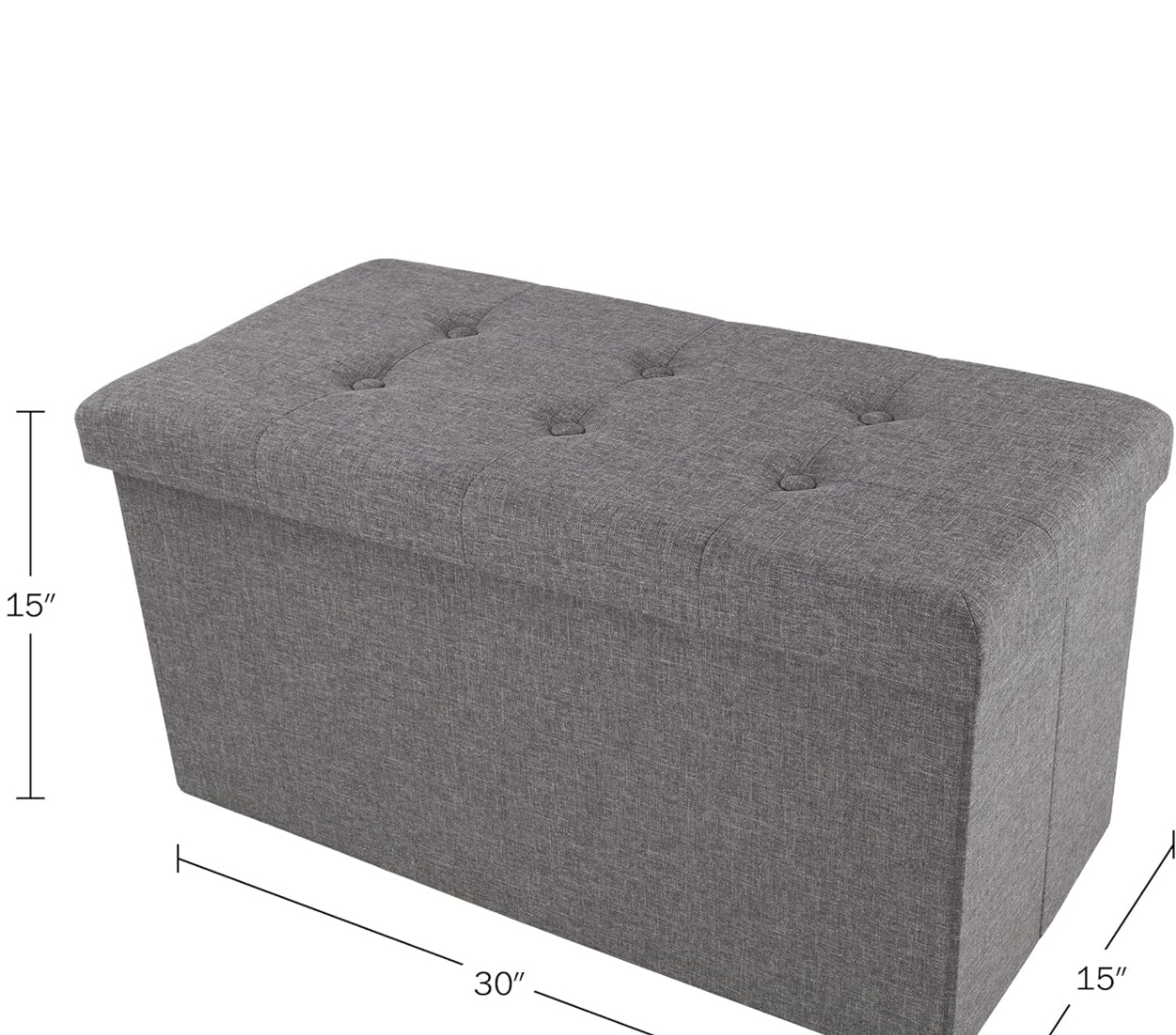 30” Folding Storage Bench Ottoman (Black) image indicator(3)