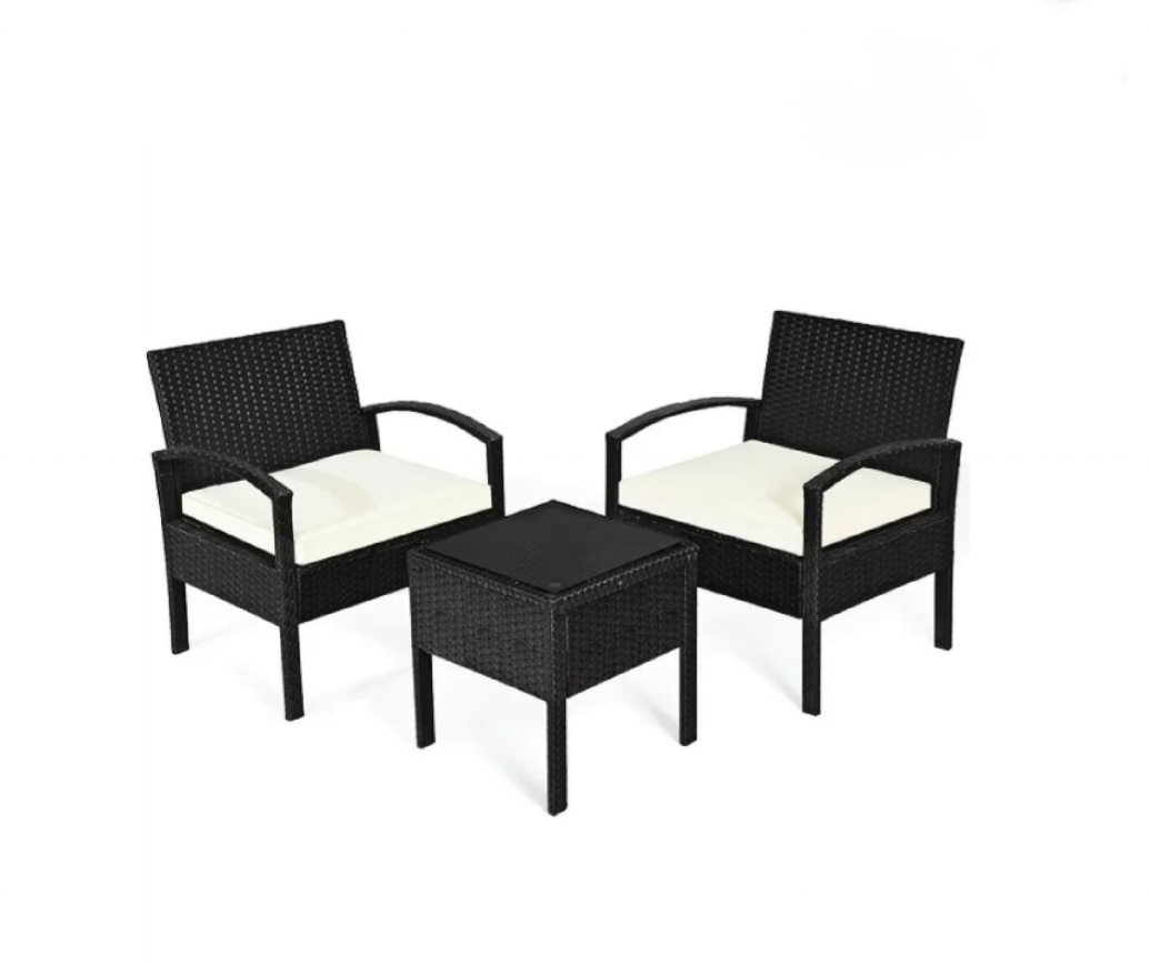 3PCS Patio Rattan Furniture Set Table - photo 3