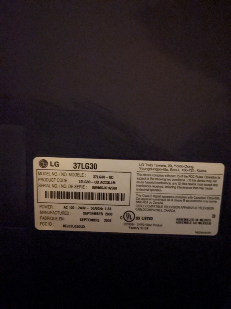 LG 37" TV with stand image indicator(3)