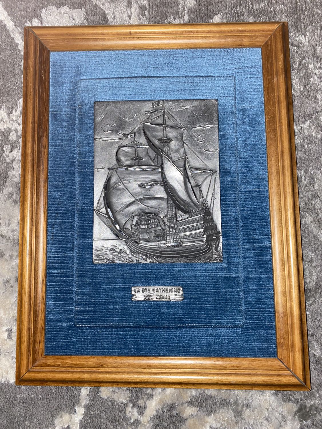 Vintage Pewter Artwork - set of 2 framed ships image indicator(3)