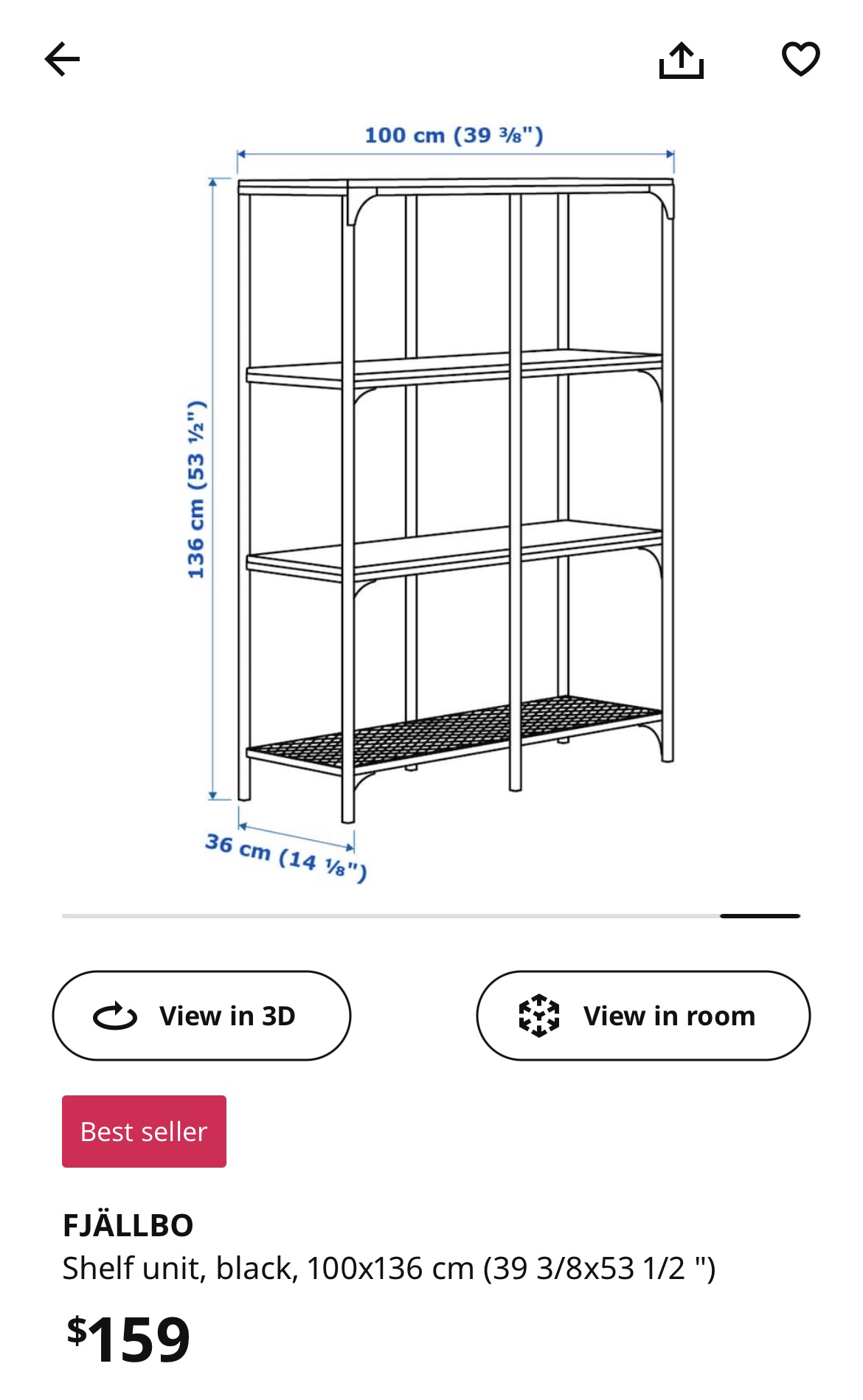 FJÄLLBO Shelf unit, black, 100×136 cm (39 3/8×53 1/2 ") - photo 5
