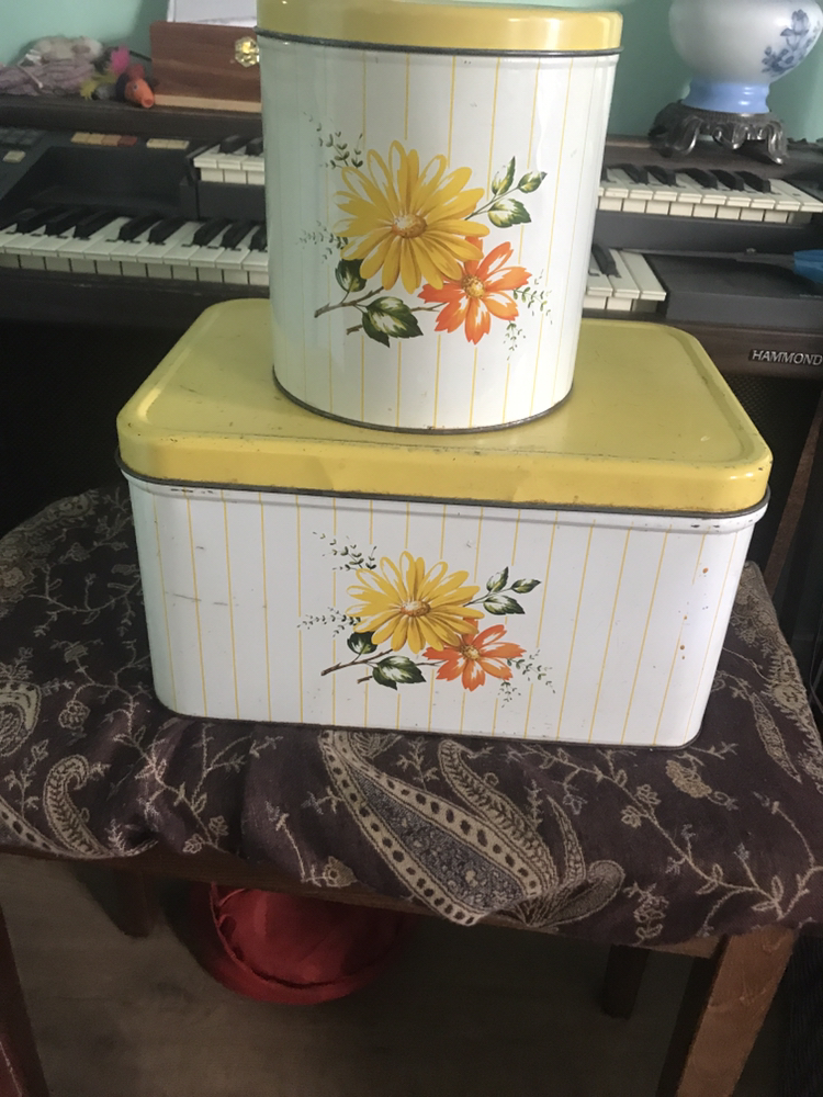 Vintage bread box and flour canister