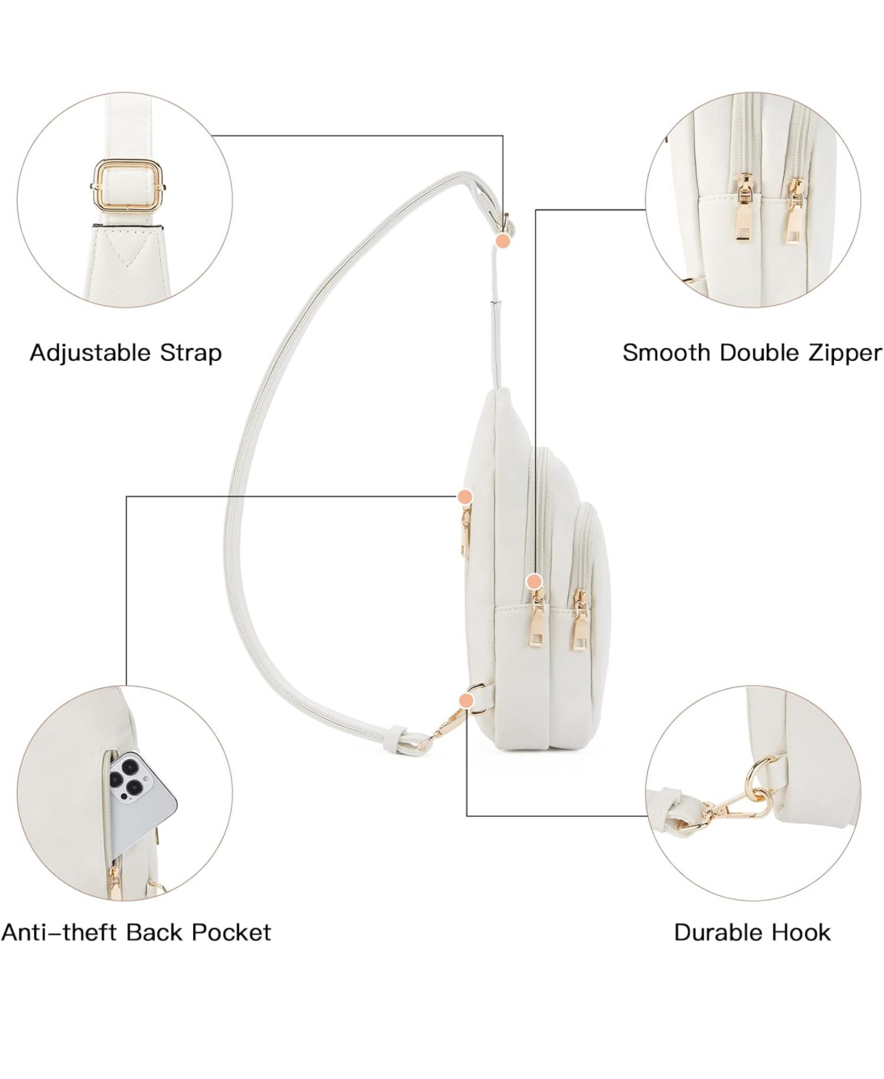 *NEW* white adjustable cross body sling bag - photo 2