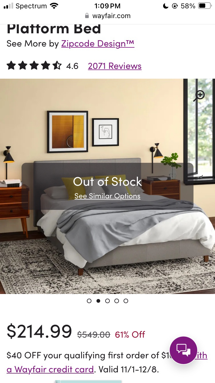Dark Gray Queen Bedframe and Mattress - photo 2