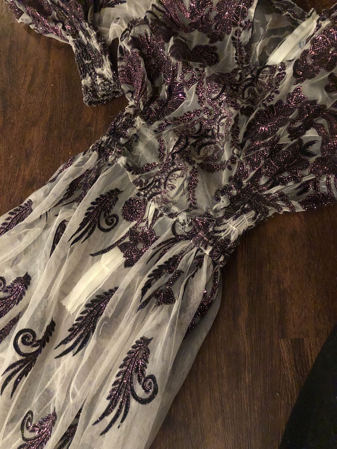 Floral mesh see through dress, long sleeve - photo 2