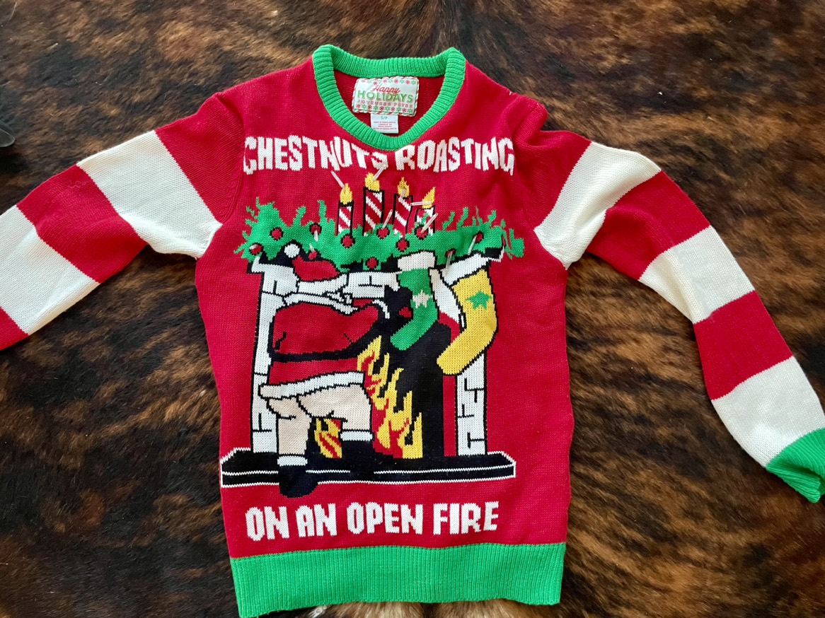 Ugly Christmas Xmas sweater w/ light bulbs