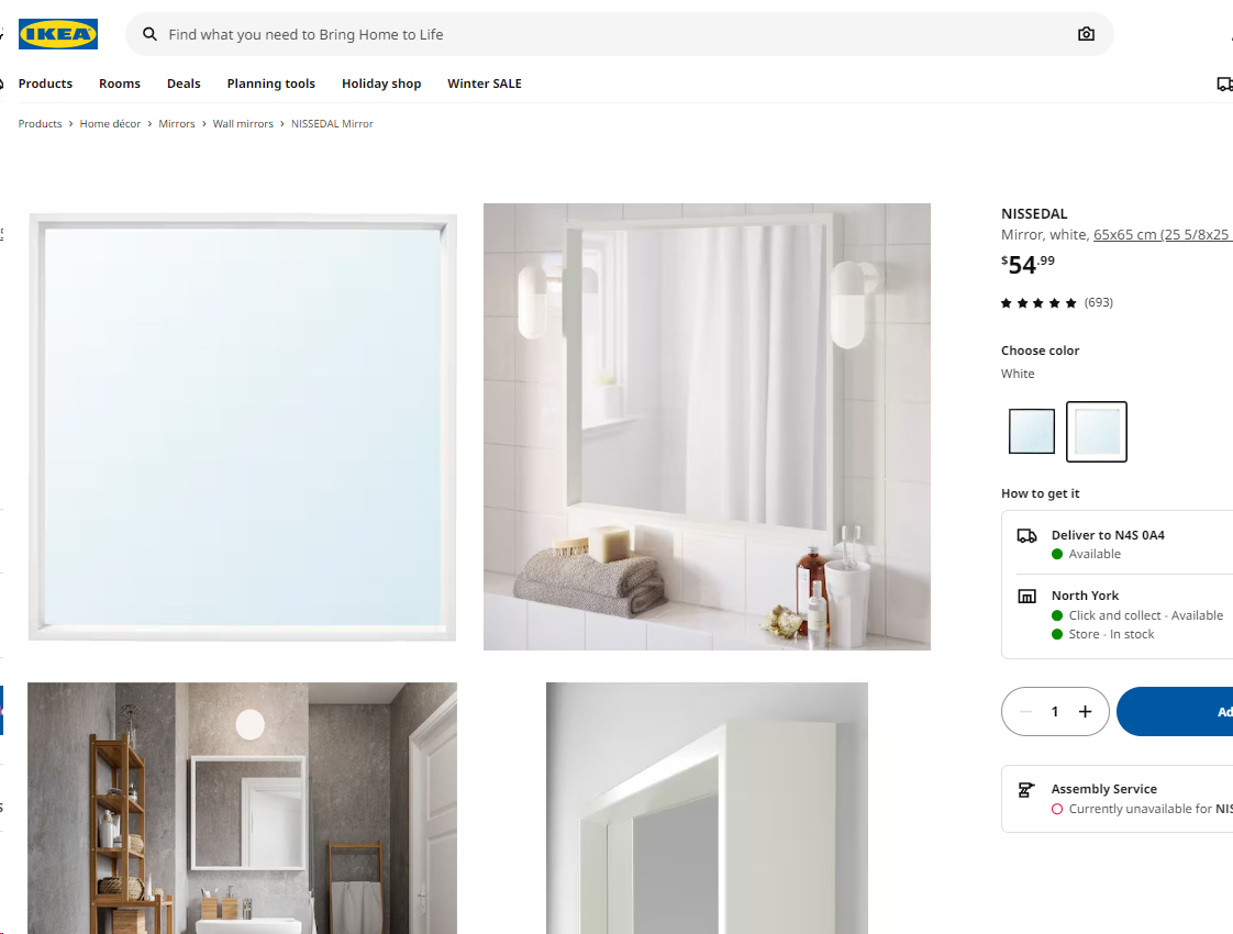 Mirror, white, 65x65 cm (25 5/8x25 5/8 ") - photo 4
