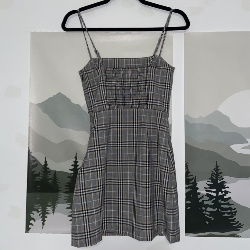 Wilfred Grey Plaid Mini Dress Size 00 image indicator(2)
