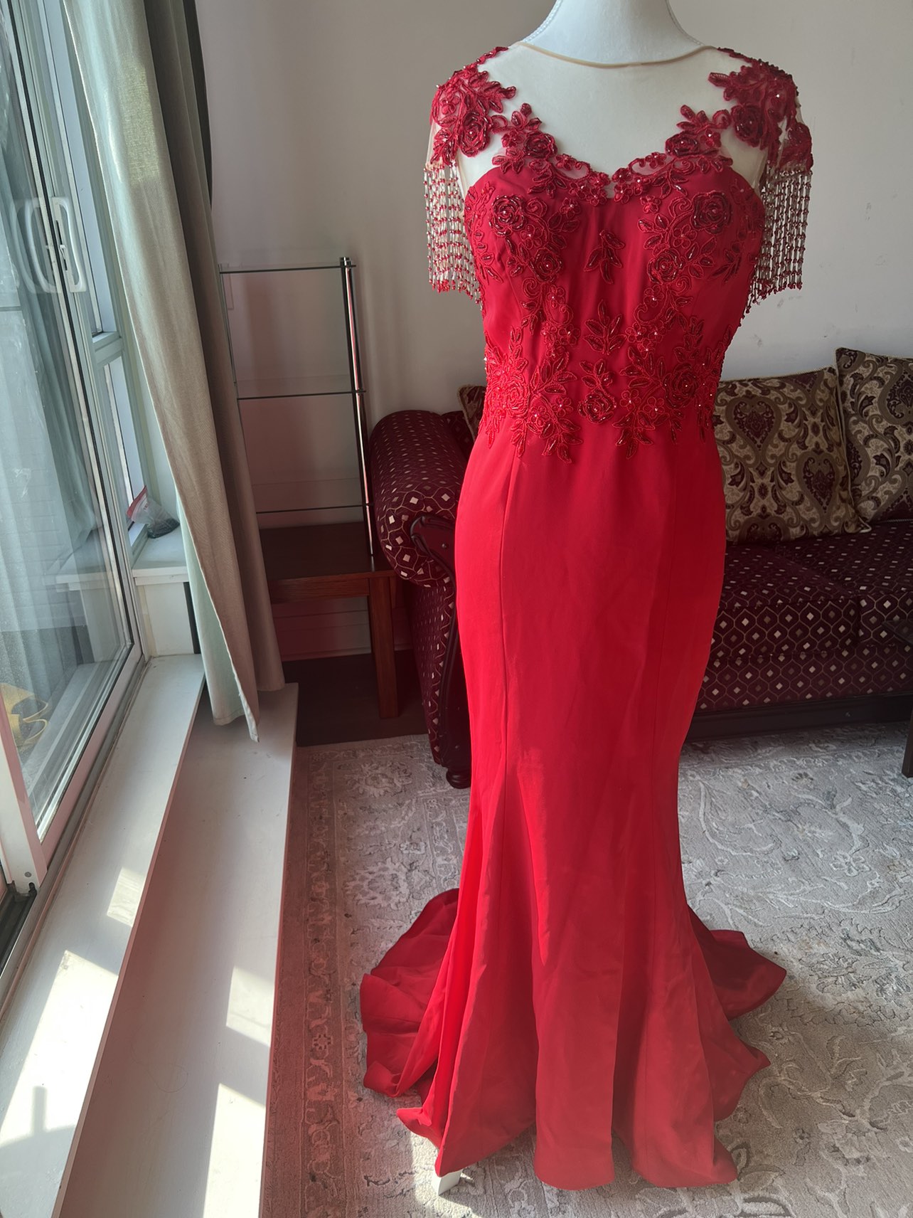 Red party dress - photo 4