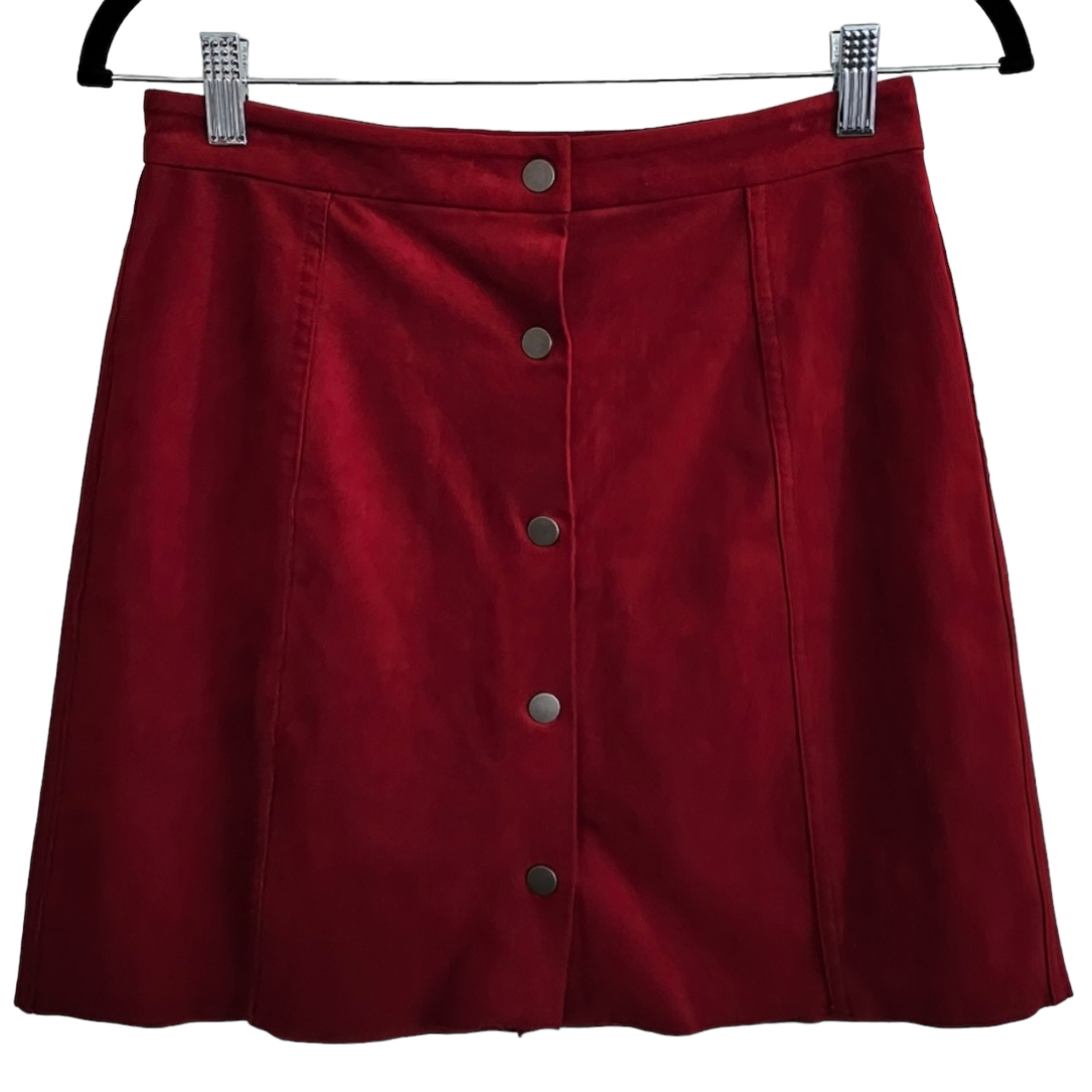 Wilfred Free Sz 8 Centinela Faux Suede Mini Skirt Button Front thumbnail