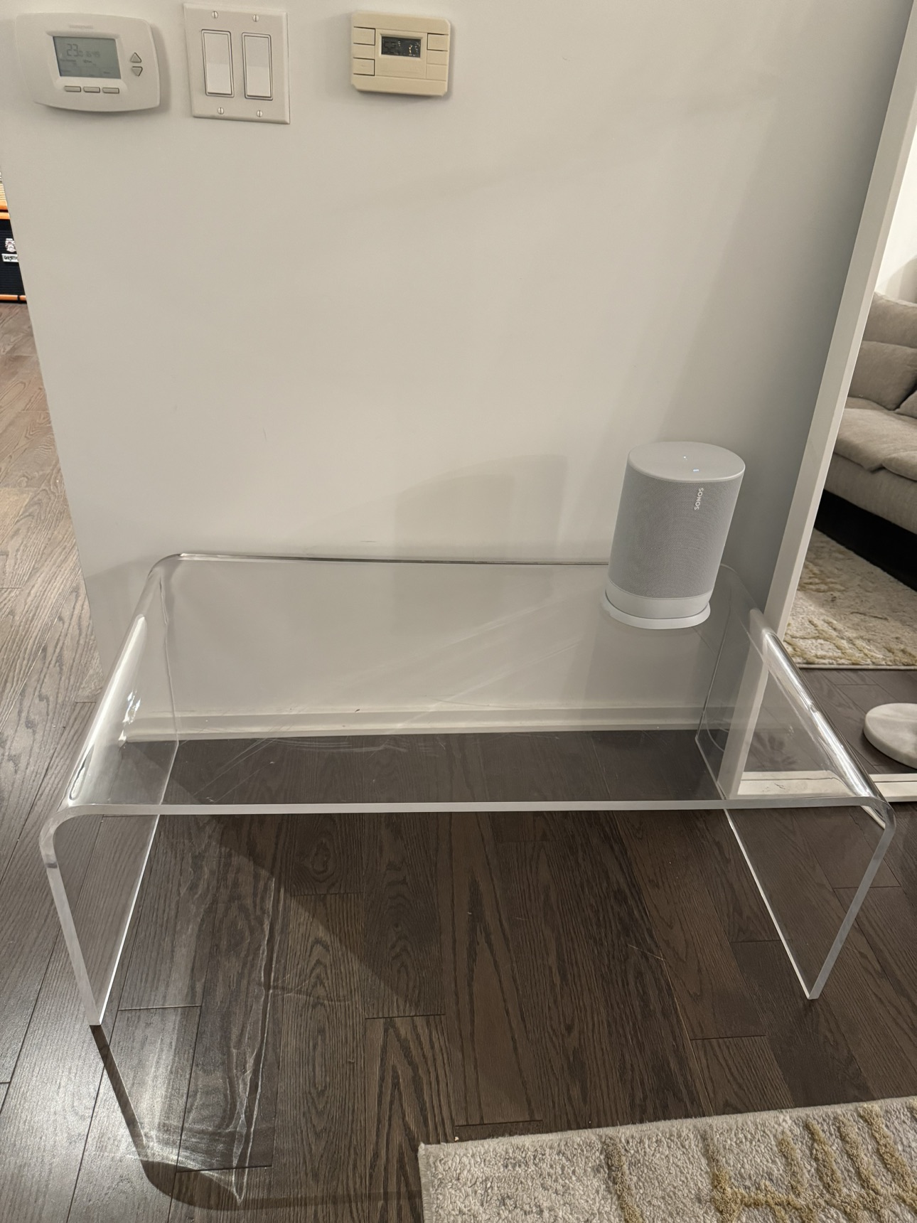 Clear coffee table