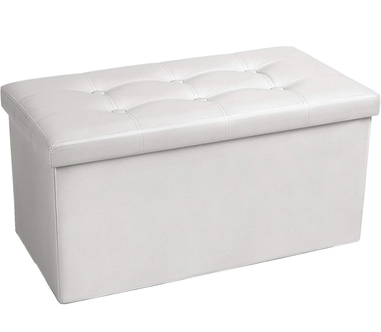30” Folding Storage Bench Ottoman, White image indicator(4)