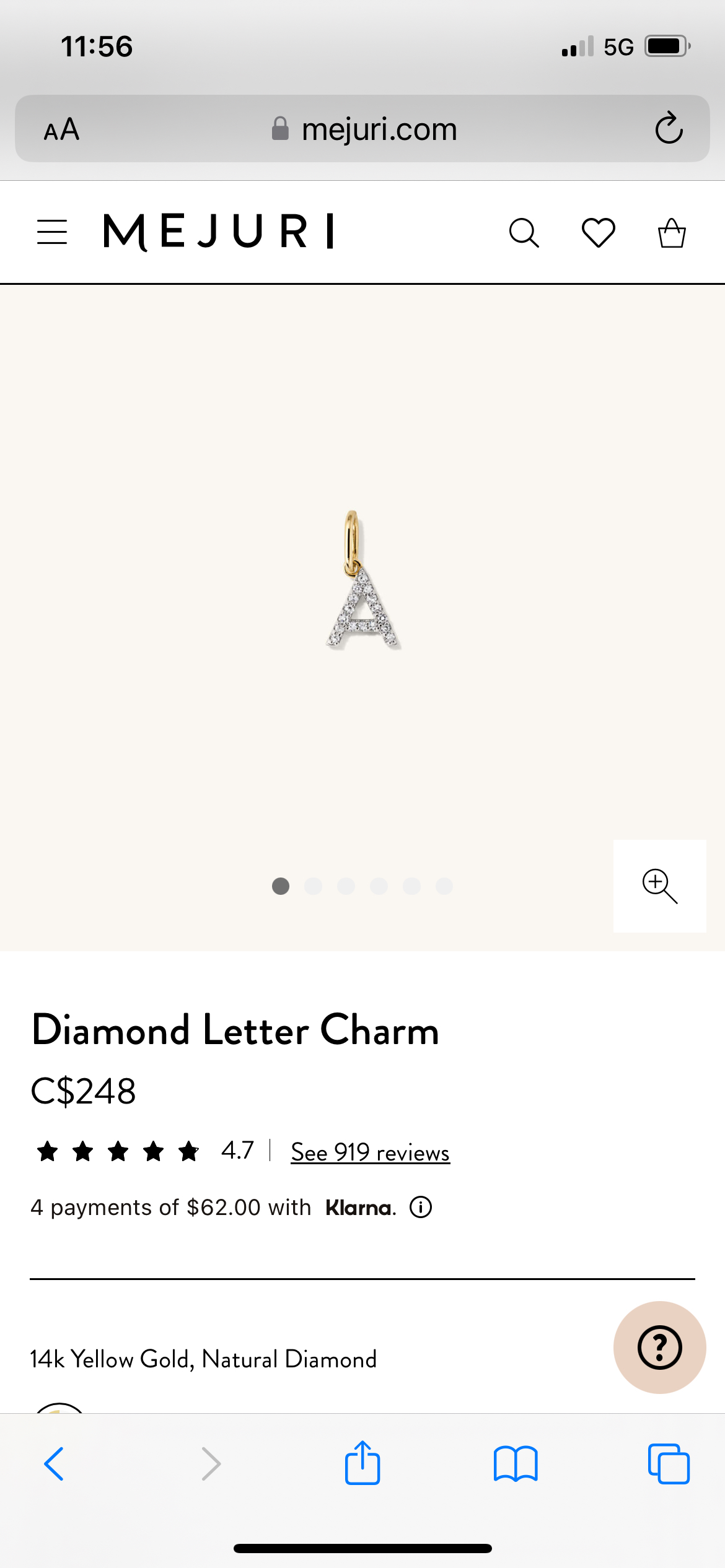 Mejuri S charm diamond thumbnail