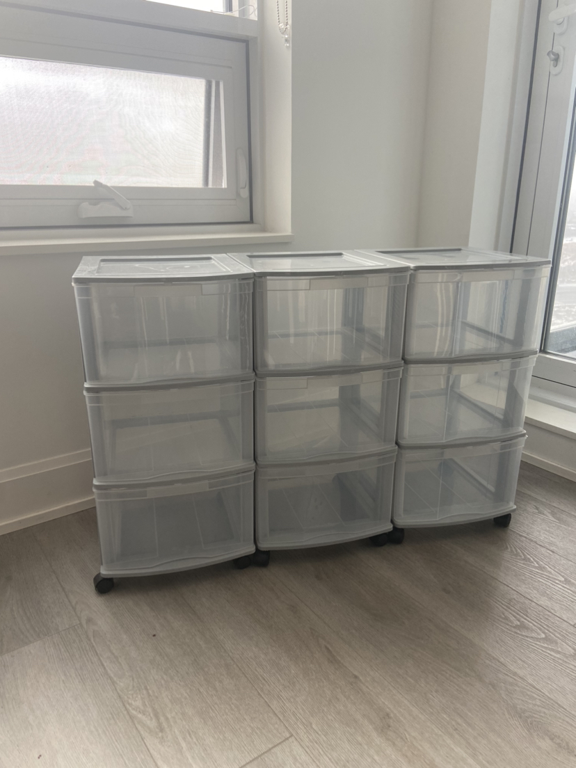 Grey frame 3 drawer storage tower with wheels - photo 2