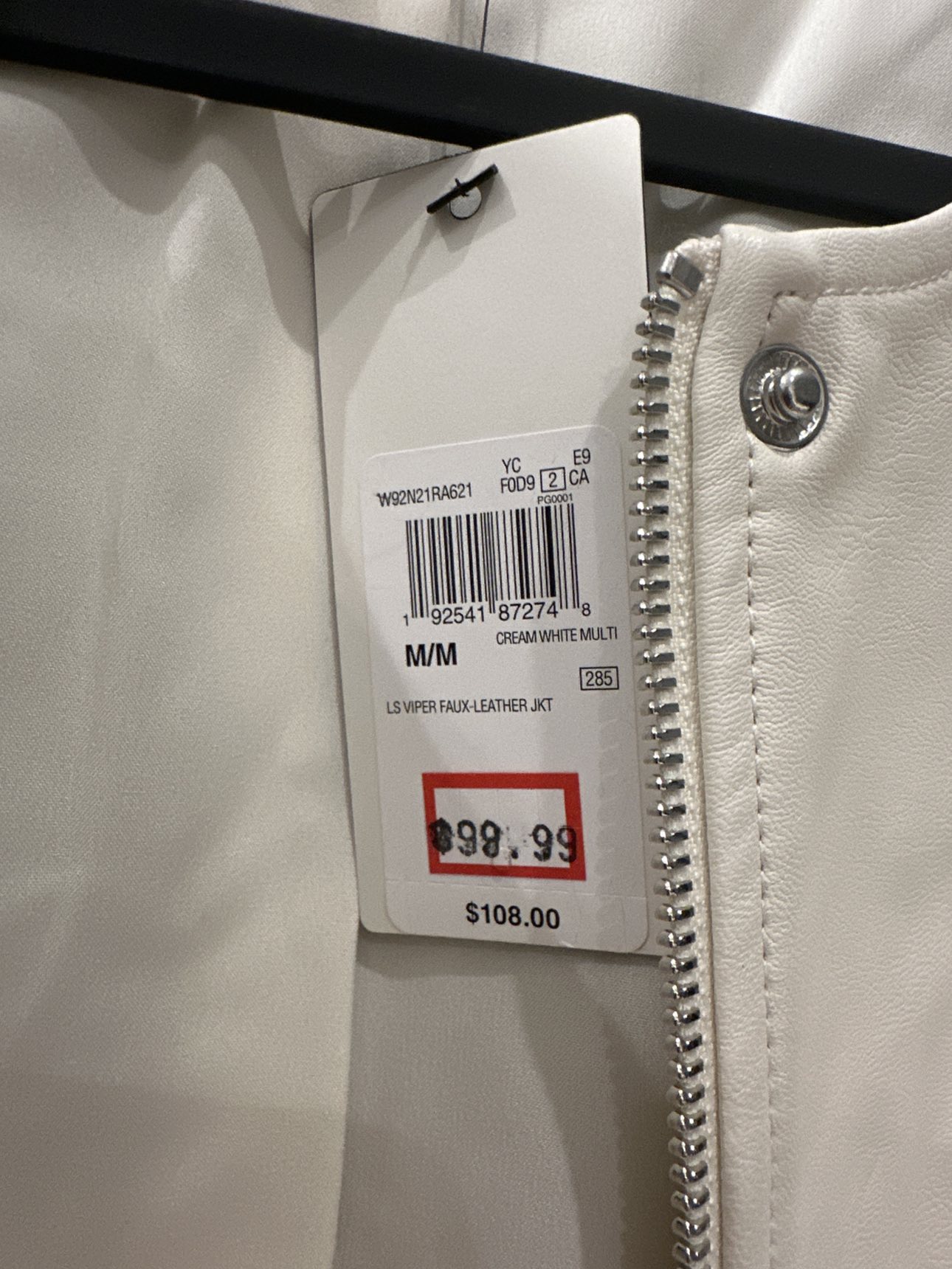 *NEW* Guess Light Beige/White Leather Jacket (M) - photo 4