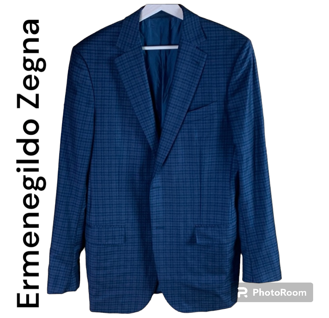 Ermenegildo Zegna Charcoal  & Crimson wool Blazer size 40L EUC thumbnail